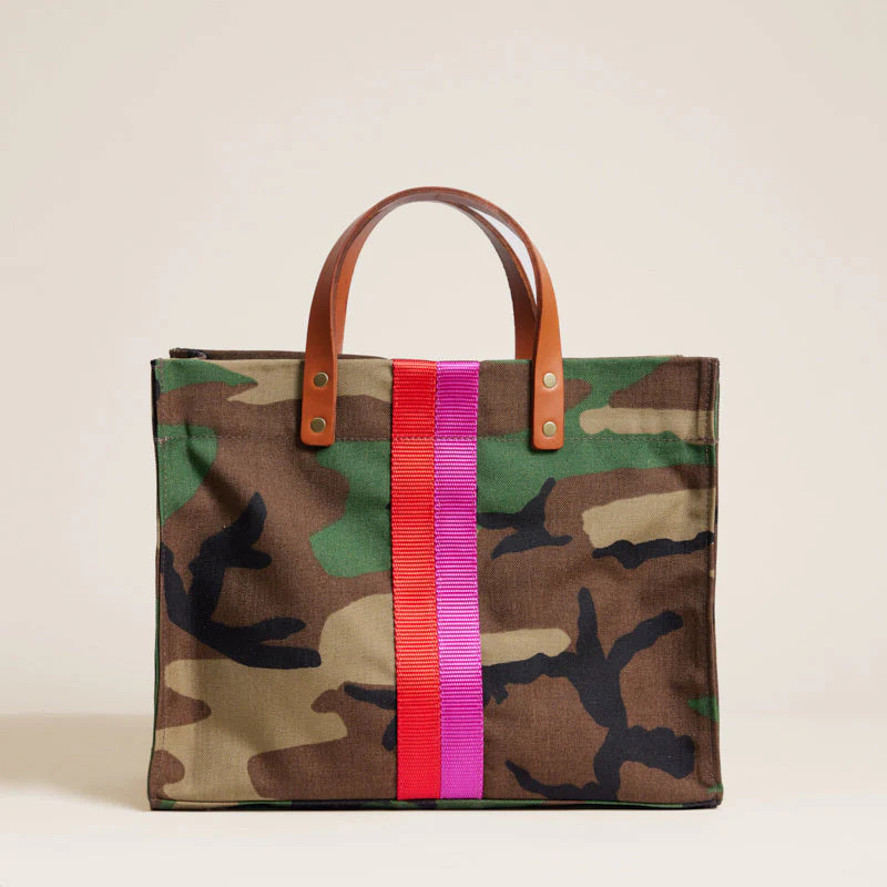 Medium Mimi - Nylon Camo with Pink & Red Stripe | Parker Thatch