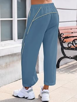 Fisoew Womens Baggy Wide Leg Pants Casual Elastic Waist Drawstring Hiking Workout Cropped Pants w... | Amazon (US)