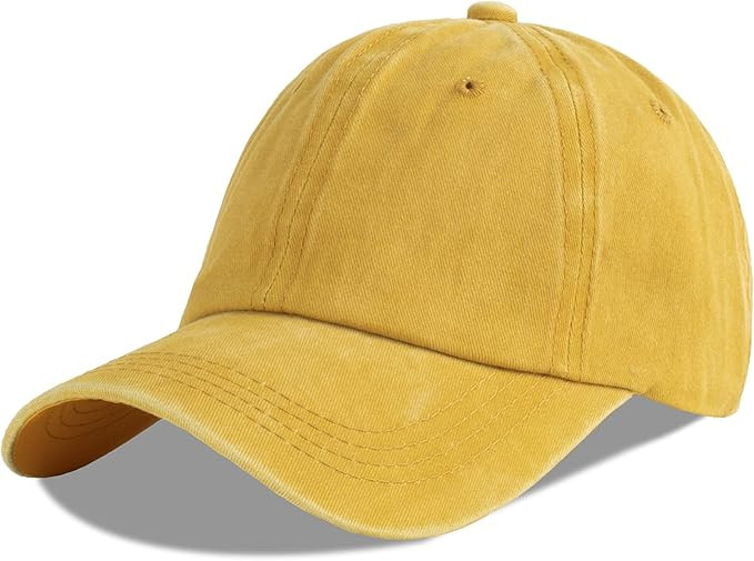 LANGZHEN Unisex Baseball Cap 100% Cotton Fits Men Women Washed Denim Adjustable Dad Hat | Amazon (US)