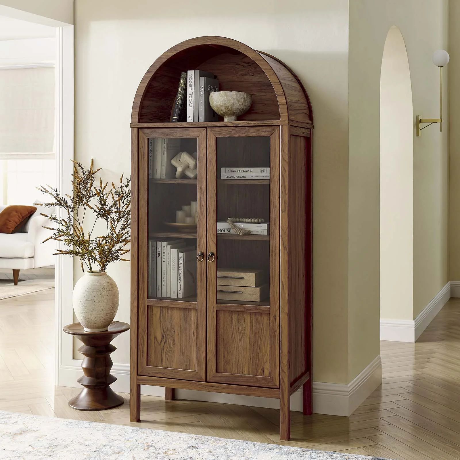 Best seller Modway Modway Tessa Tall Arched Storage Display Cabinet in Walnut (1.0)1 star out of ... | Walmart (US)