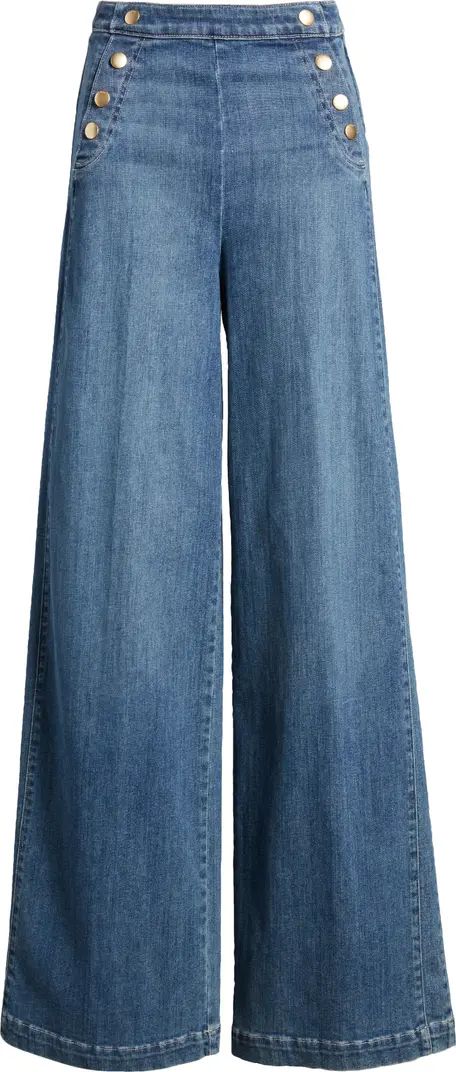 FRAME Sailor Snap High Waist Wide Leg Jeans | Nordstrom | Nordstrom