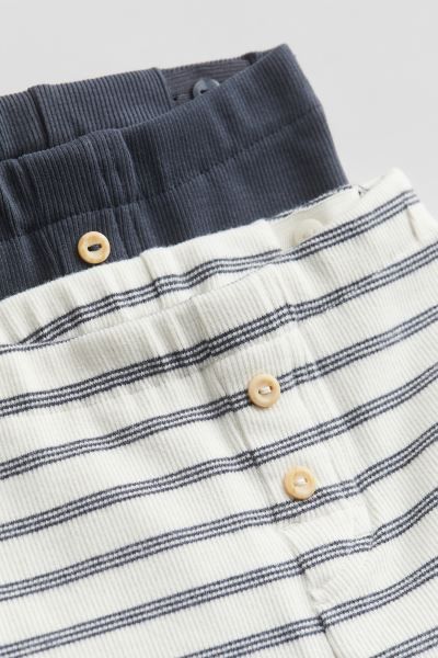 2-pack Cotton Shorts - Navy blue/striped - Kids | H&M US | H&M (US + CA)