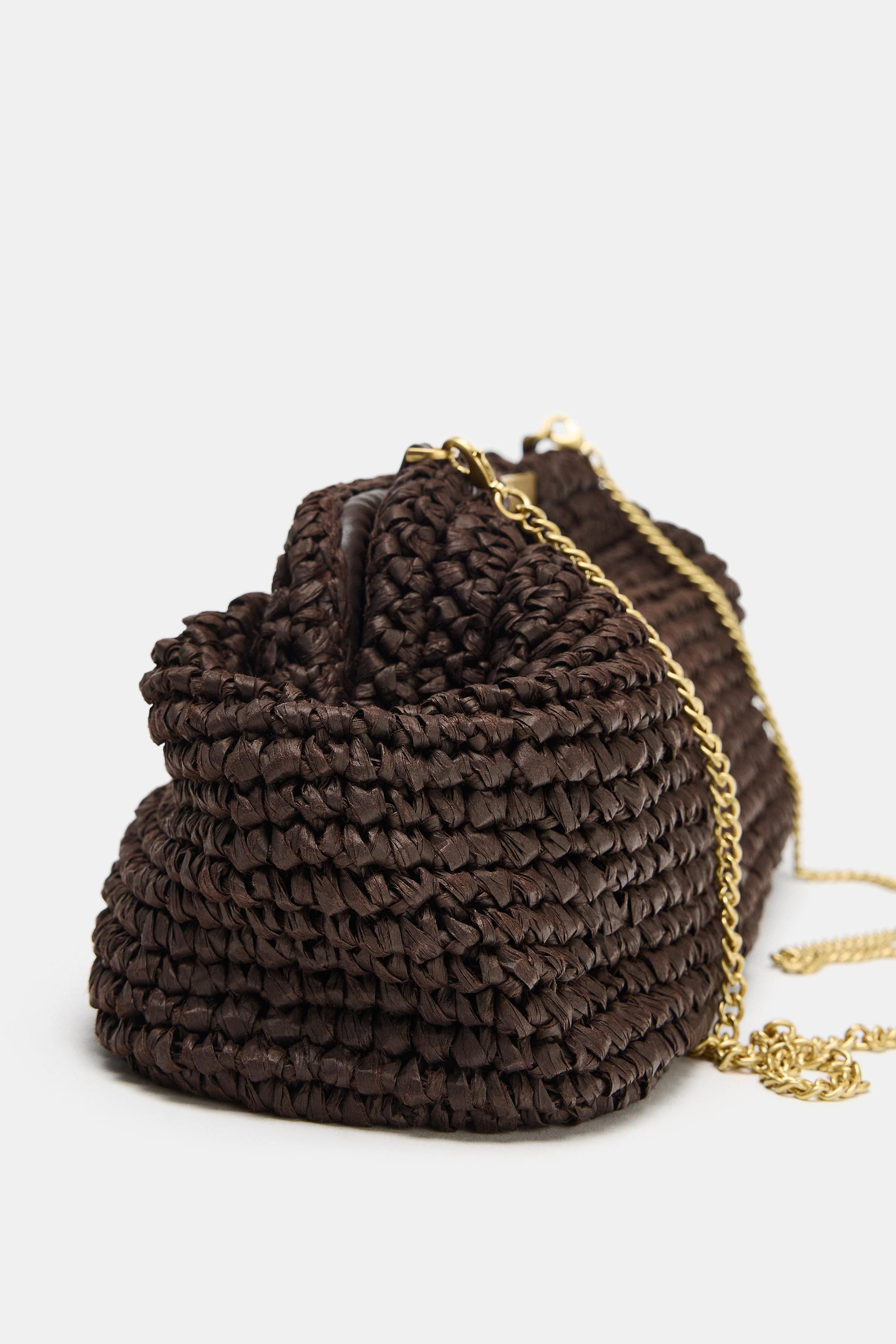 Clutch with a woven exterior. Rigid handle and removable chain crossbody strap. Interior pocket. ... | Zara Canada