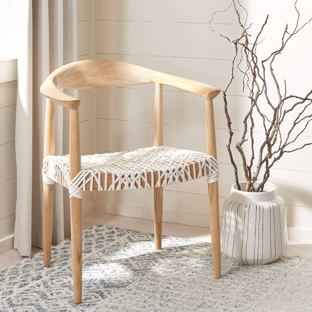 Safavieh Home Collection Wade Light Oak Teak Wood Arm Chair | Amazon (US)