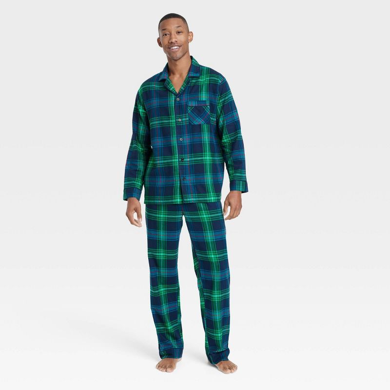 Men's Holiday Tartan Plaid Flannel Matching Family Pajama Set - Wondershop™ Blue | Target