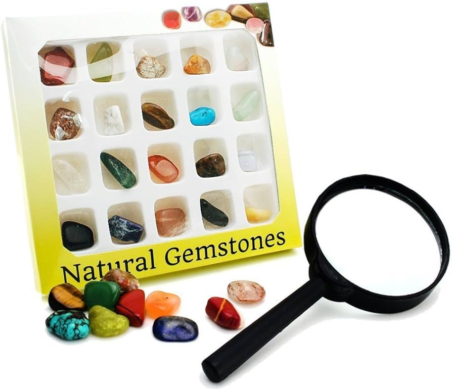 BEADNOVA Gemstone Rock Collection Kit for Kids Geology Science Learning with Magnifier Reading Gl... | Amazon (US)