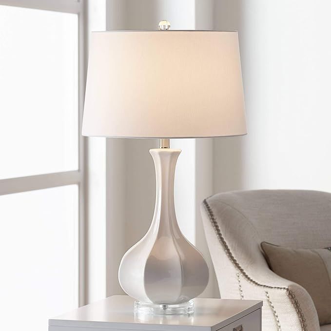Aurion Coastal Modern Contemporary Style Table Lamp 27.75" Tall Fluted Ceramic Gourd Acrylic Whit... | Amazon (US)