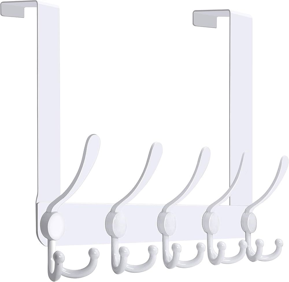 WEBI Over The Door Hook Door Hanger Hook Rack with 5 Tri Hooks for Hanging Coats, Over The Door T... | Amazon (US)