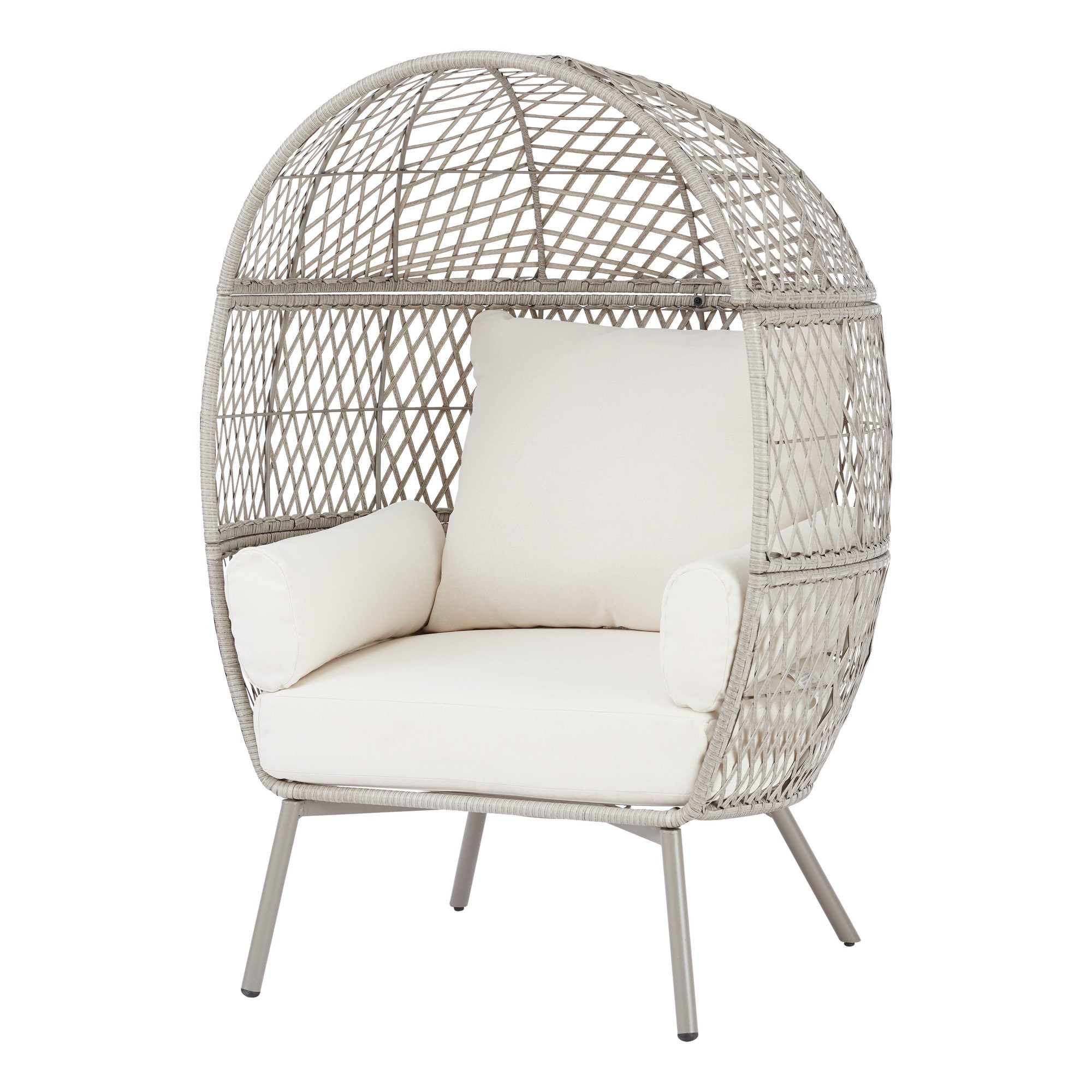Better Homes & Gardens Ventura Stationary Outdoor Egg Chair, Cream | Walmart (US)