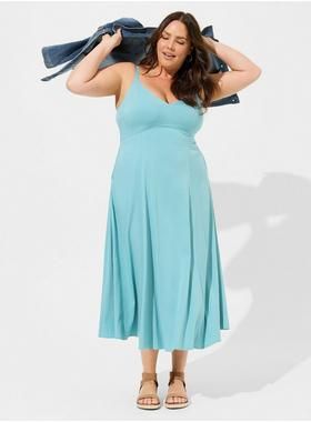 Tea Length Stretch Challis Trapeze Dress | Torrid (US & Canada)