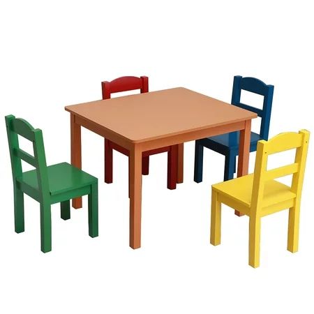 Kids Table and Chairs Set of 5 Toddler Activity Chair w/4 Chairs and Table Sets for Little Kids Stur | Walmart (US)