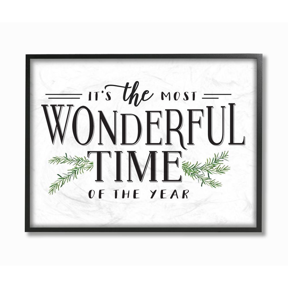 Stupell Industries Most Wonderful Time Christmas Holiday Word DesignFramed Wall Art By Artist Let... | Walmart (US)