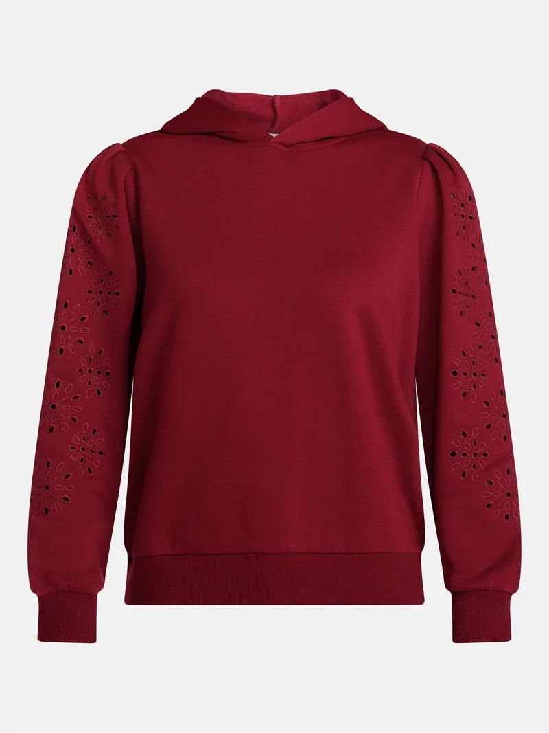Scenario Women's and Women's Plus Eyelet Hoodie with Long Sleeves, Sizes XS-4X | Walmart (US)