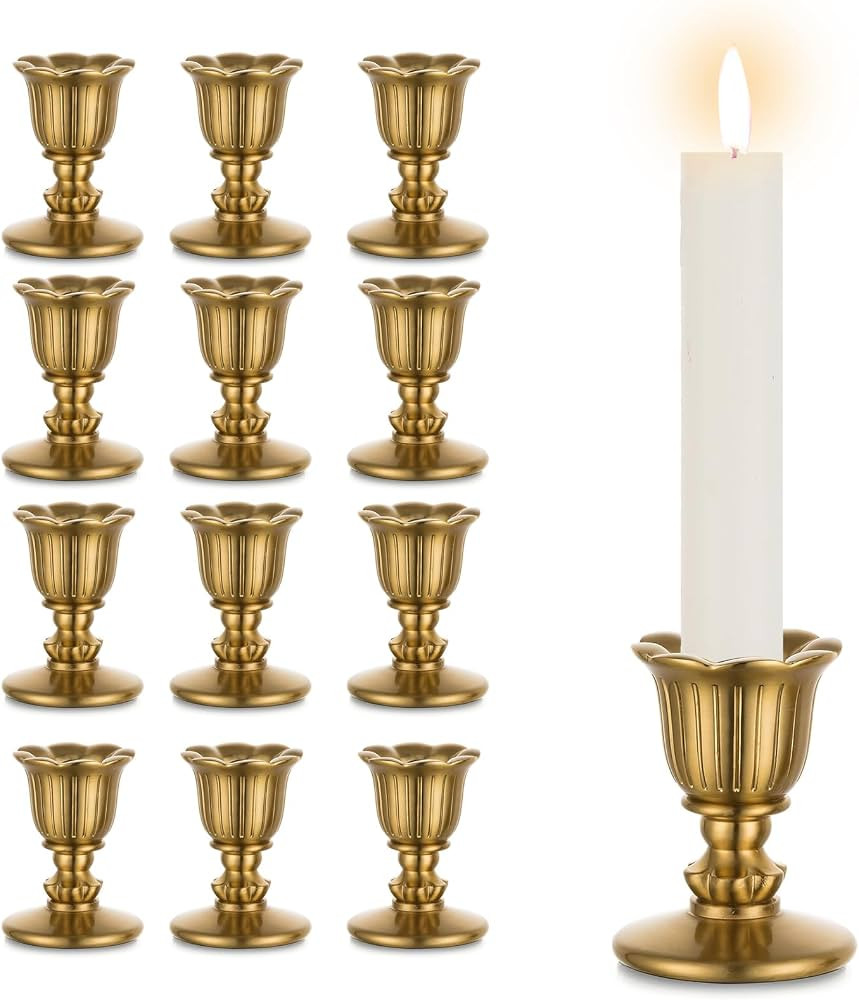 Vintage Taper Candle Candlestick Holders, Gold Candle Sticks Brass Victorian Style Candelabra for... | Amazon (US)