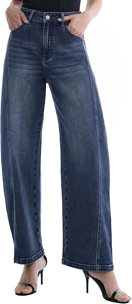 Barrel Jeans for Women Cropped Baggy High Waisted Jeans Strechy Y2K Casual Comfort Ankle Denim Pa... | Amazon (US)