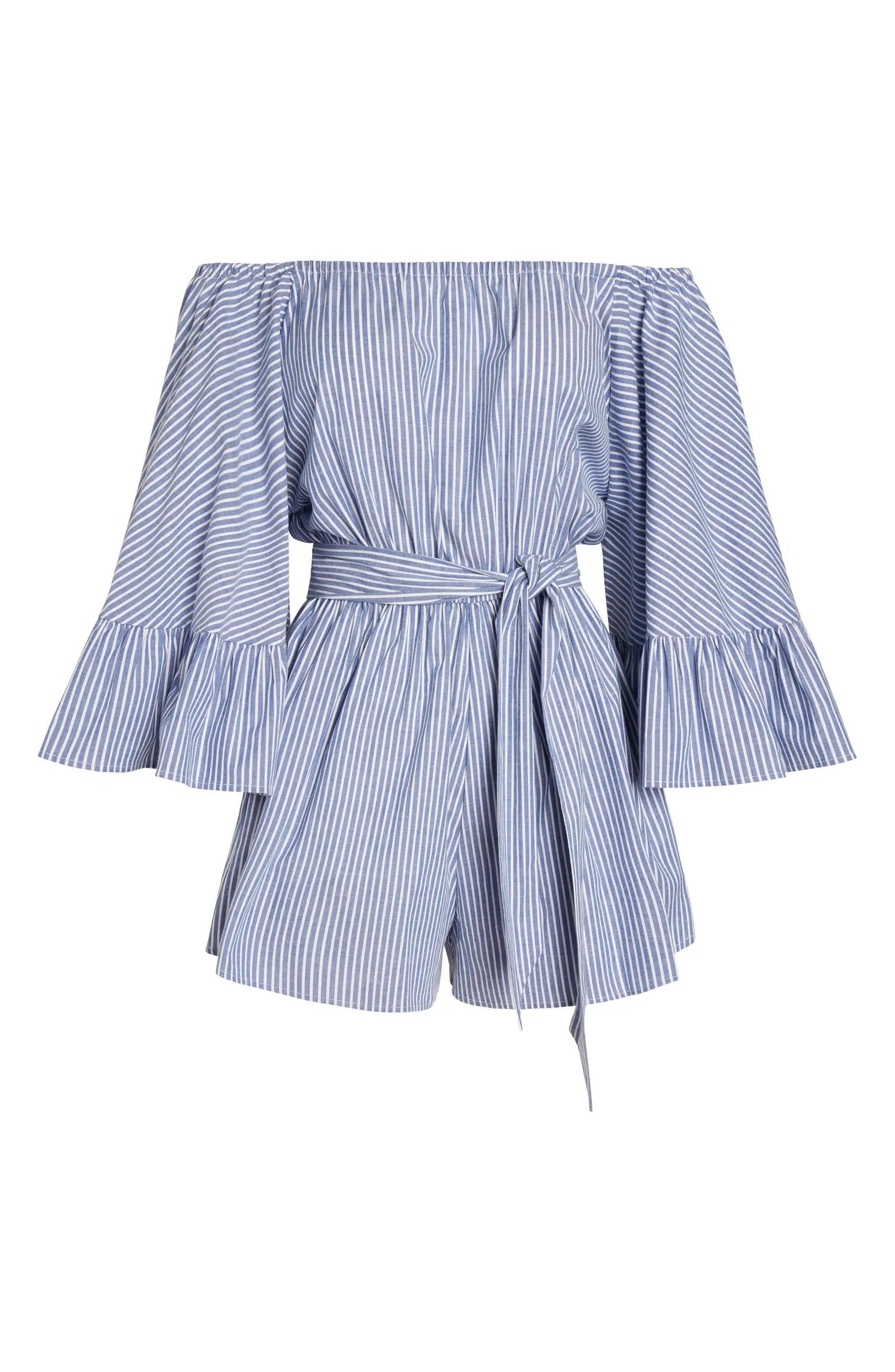 Sam Stripe Off the Shoulder Romper | Nordstrom