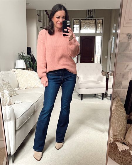 Amazon Valentine’s Day outfit - amazon pink sweater runs true to size - I’m in the small and it is so soft and warm! Levi’s bootcut jeans run a little big, I would size down. 

Mid rise jeans, amazon finds, winter outfit, winter sweater, spring outfit 

#LTKstyletip #LTKSeasonal #LTKunder50