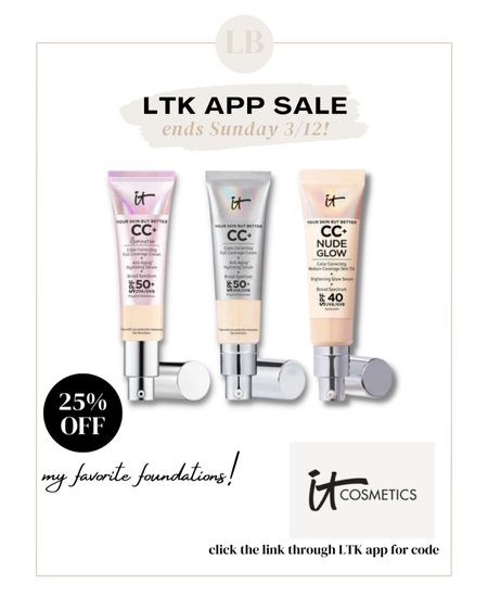 25% off sitewide at It Cosmetics - I’ve used and loved all three of these foundations. Get the #LTKSale code here!

#LTKSale #LTKbeauty