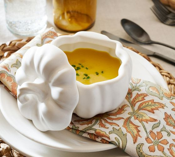 Pumpkin Stoneware Lidded Soup Bowls - Set of 4 | Pottery Barn (US)