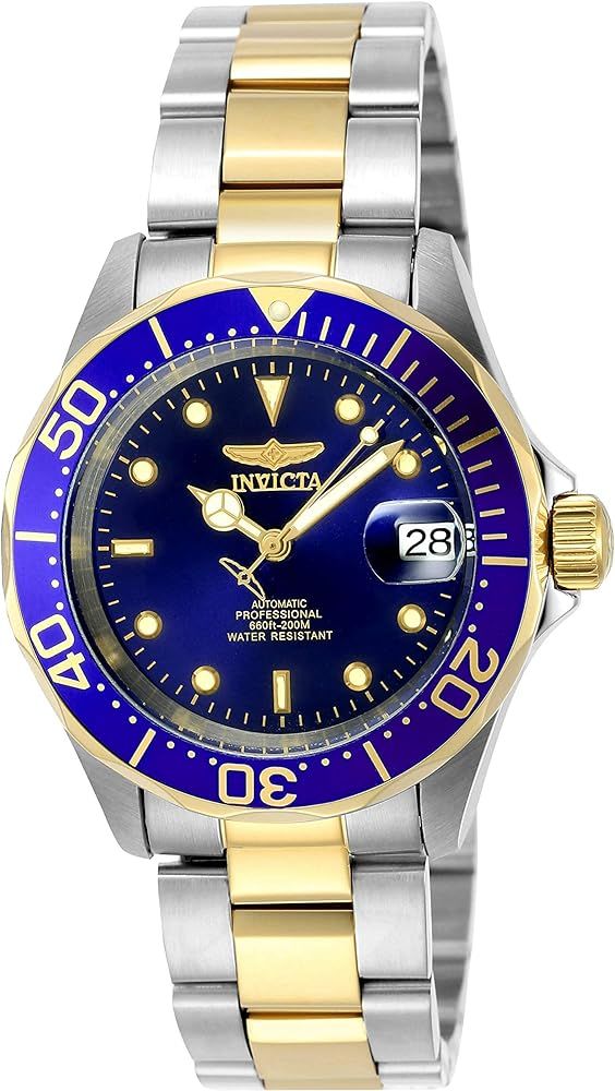 Invicta Men's Pro Diver 40mm Steel and Gold Tone Stainless Steel Automatic Watch, Two Tone/Blue (... | Amazon (US)