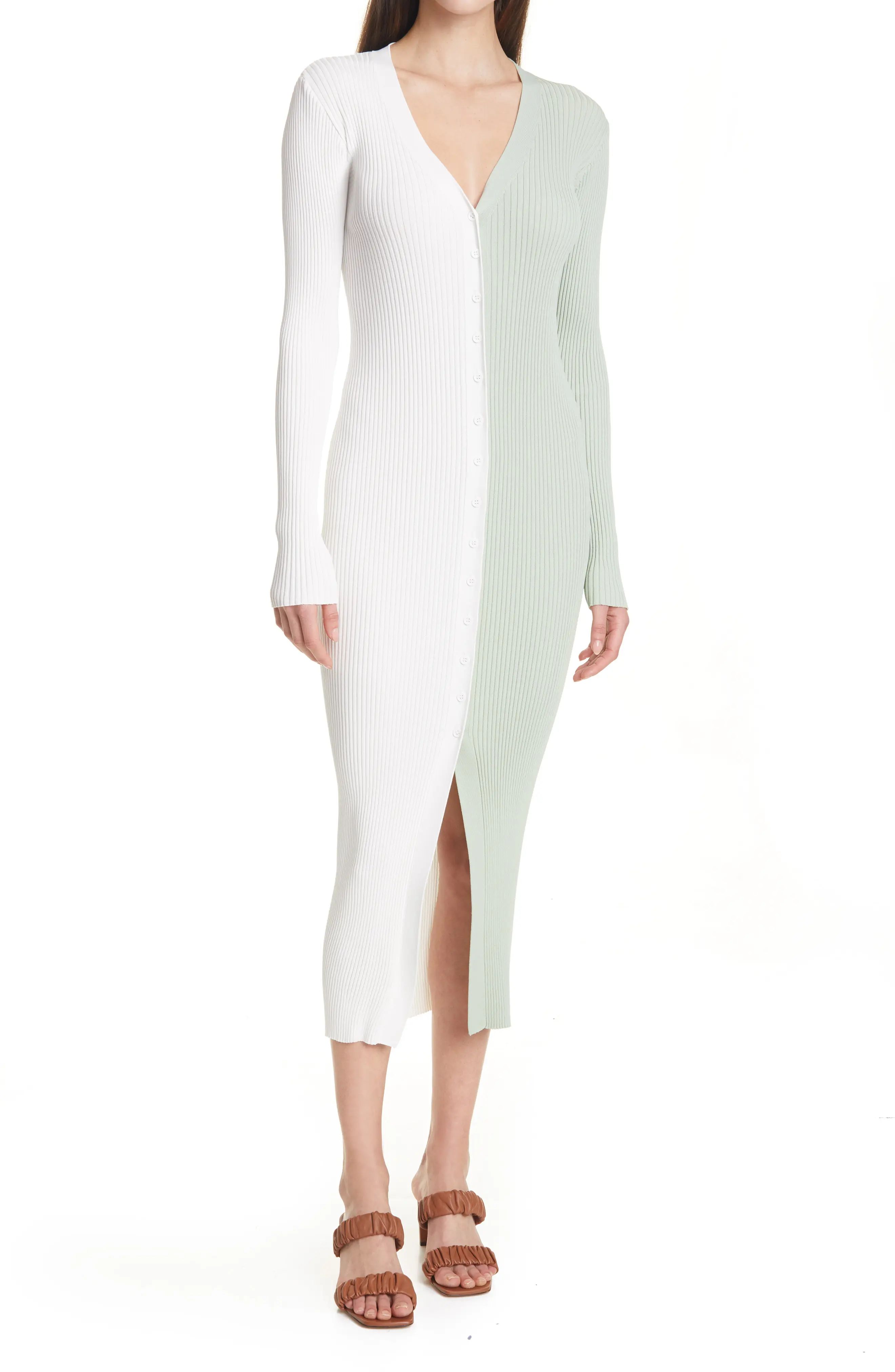 STAUD Shoko Colorblock Sweater in Ivory/Sage at Nordstrom, Size X-Small | Nordstrom
