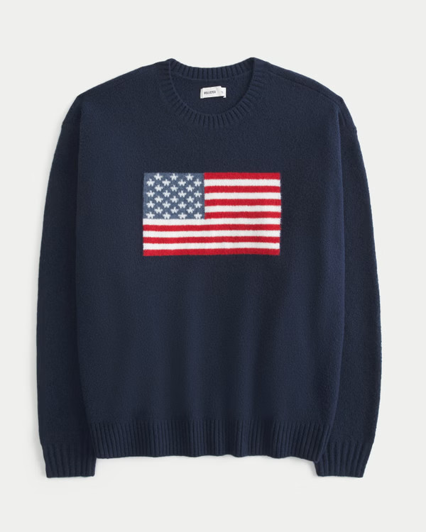 Hollister Comfy Cloud Oversized American Flag Graphic Sweater | Hollister (US)