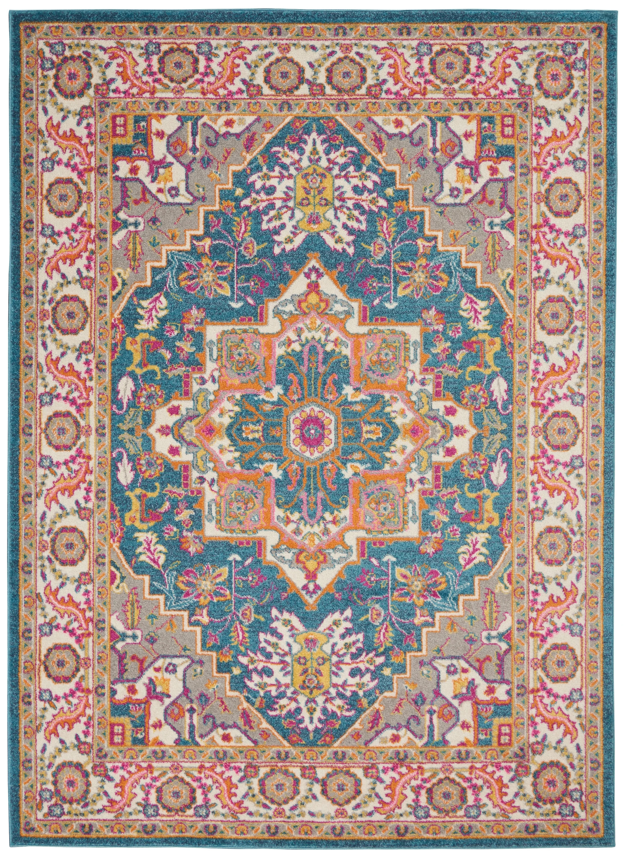 Nourison Passion Persian Farmhouse Teal Multicolor 5'3" x 7'3" Area Rug, (5' x 7') | Walmart (US)