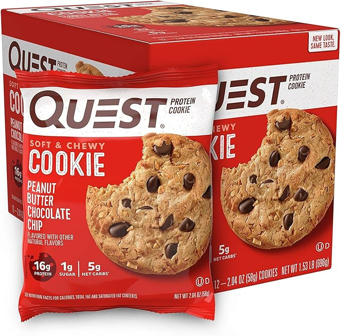 Quest Nutrition Peanut Butter Chocolate Chip High Protein Cookie, Keto Friendly, Low Carb, 24.5 O... | Amazon (US)