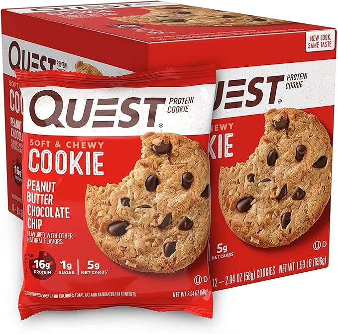 Quest Nutrition Peanut Butter Chocolate Chip High Protein Cookie, Keto Friendly, Low Carb, 24.5 O... | Amazon (US)