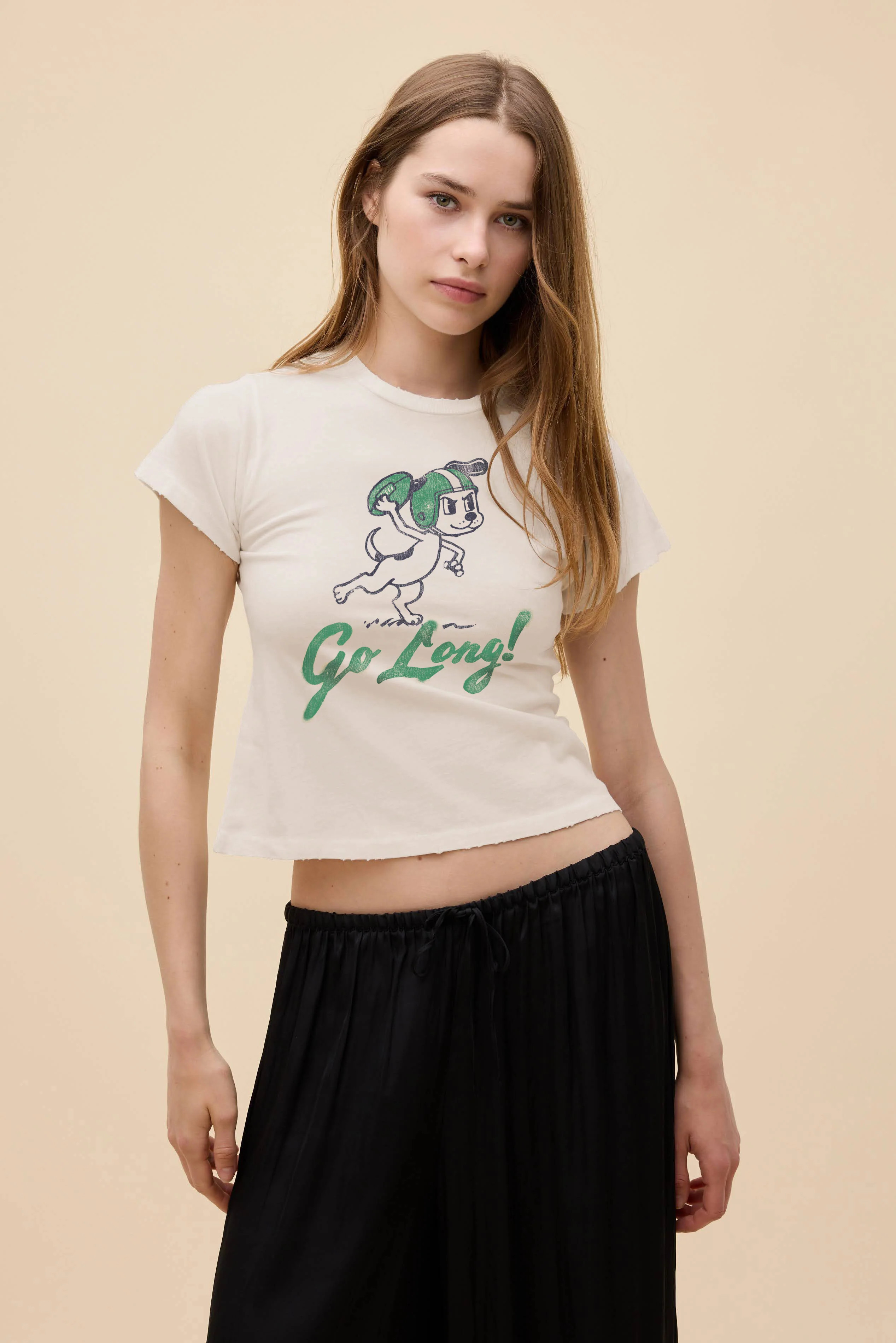 Go Long Pup Vintage Tee in Off White | 100% Cotton T-Shirt in Stone Vintage | Daydreamer
