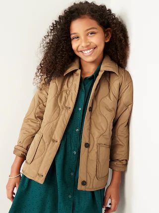 Water-Resistant Quilted Button-Front Jacket for Girls | Old Navy (US)