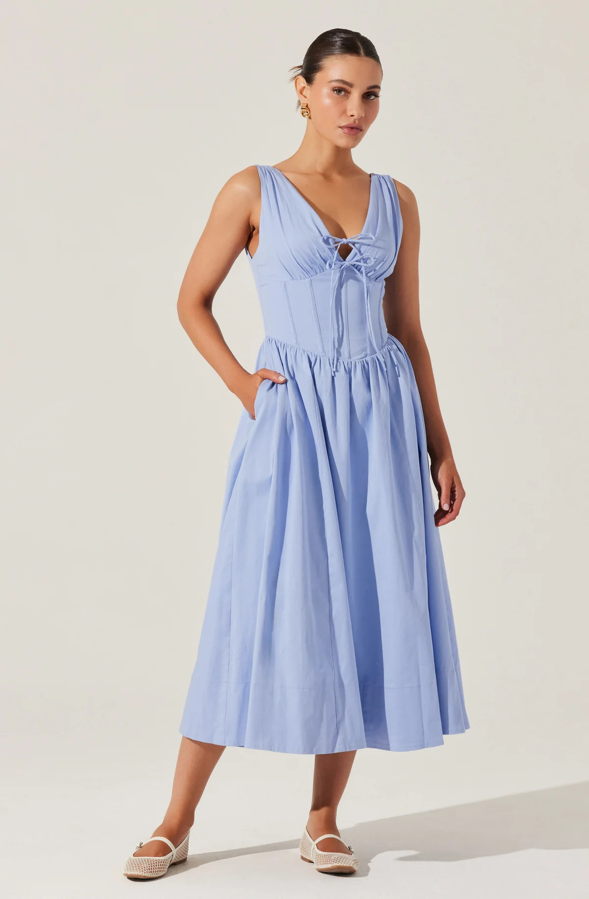 Maili Corset Poplin Midi Dress | ASTR The Label (US)