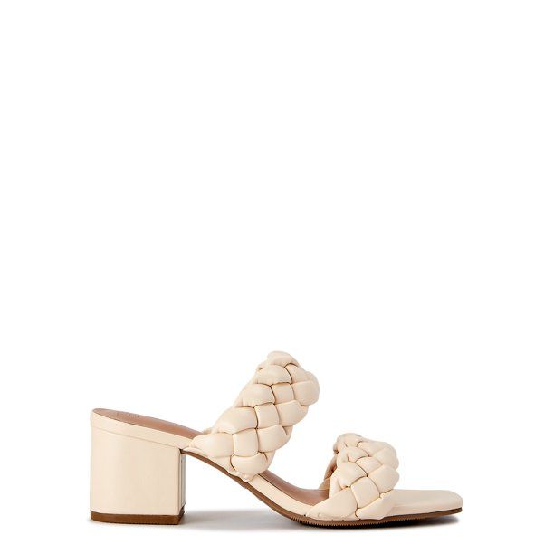 Time and Tru Women's Braided Block Heel Sandals - Wide Width Available - Walmart.com | Walmart (US)