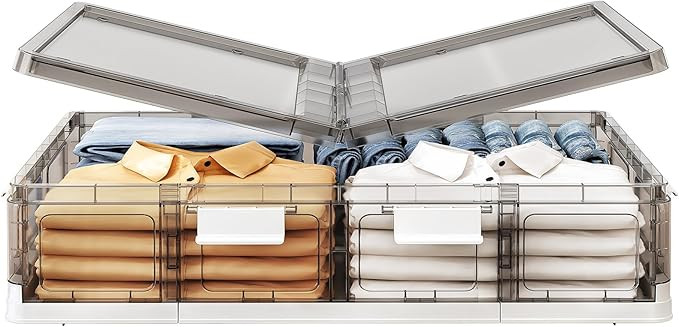 Kitstorack Clear Plastic Under Bed Storage Containers Bins with Lids and 8 Pre-installed Wheels,3... | Amazon (US)
