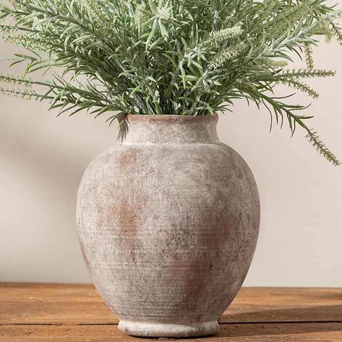 Ceramic Flower Vases Home Decor, 7.4 Inch Rustic Farmhouse Decorative Vase Pottery Pampas Grass V... | Amazon (US)