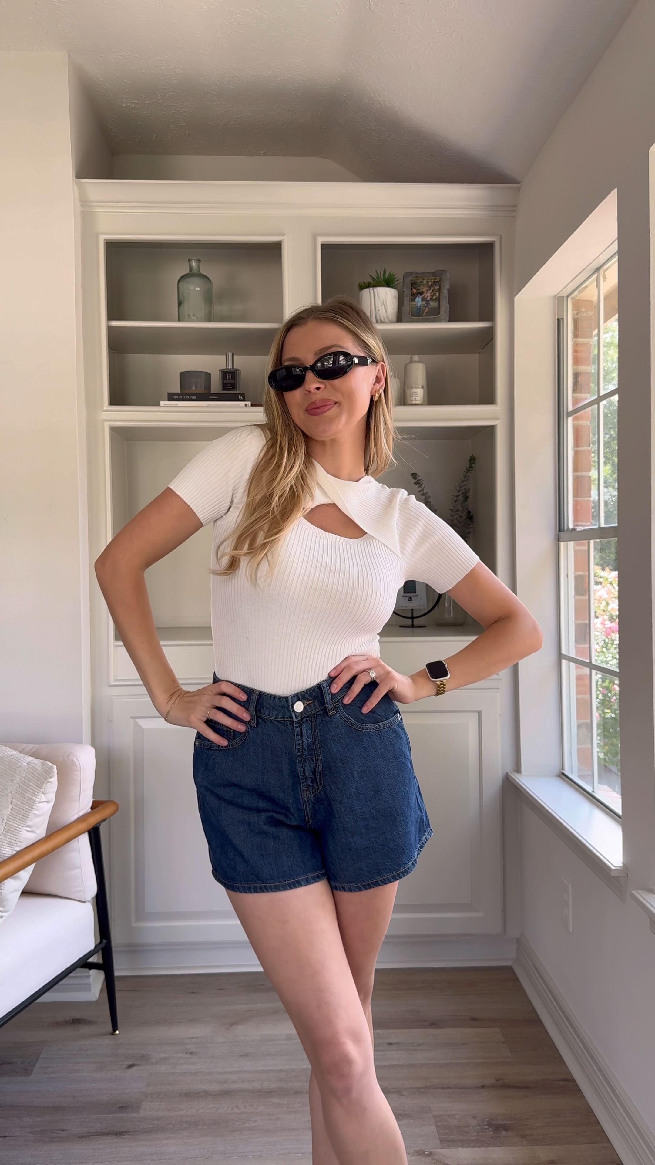 Elevated casual summer outfit! Top can be nursing friendly btw! Wearing a size S in top, and 26 in jean shorts, sandals size up!

#LTKSeasonal #LTKStyleTip