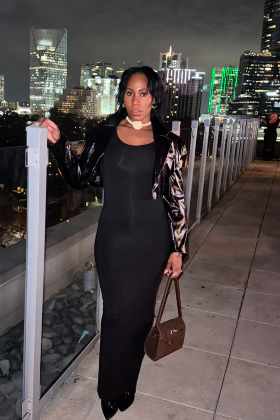 Girl night out #ootn. Black maxi dress with crop leather jacket, easy, effortless and on repeat. 

#LTKMidsize #LTKMostLoved #LTKOver40