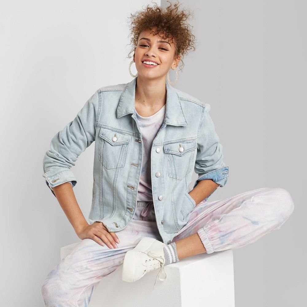 Women's Denim Jacket - Wild Fable Light Wash XL, Blue | Target