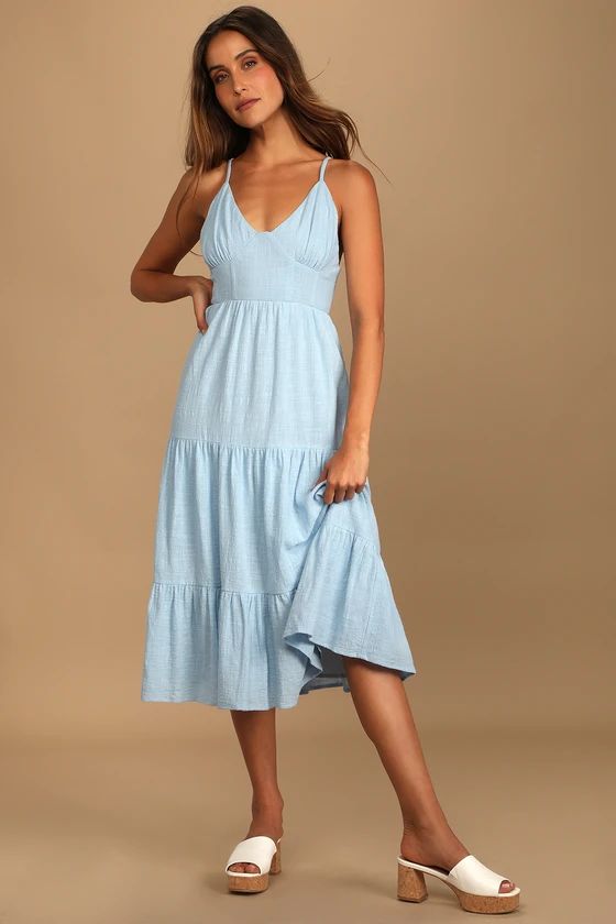 Bliss Abound Light Blue Tiered Midi Dress | Lulus (US)