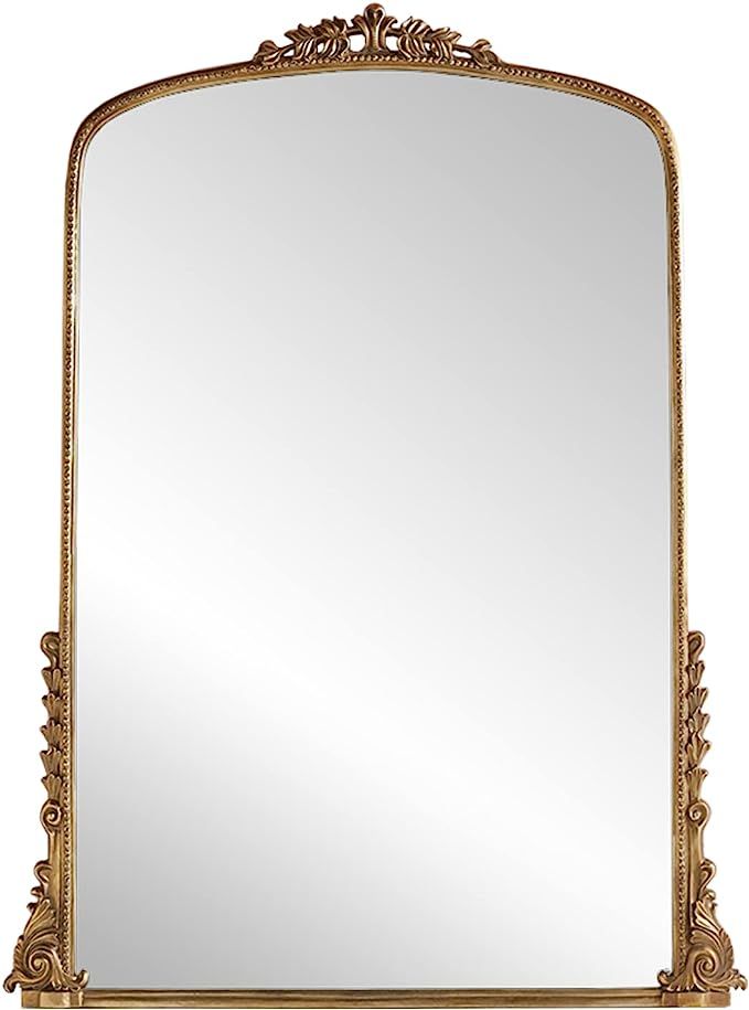 Vintage Exquisite Carved Vanity Mirror Porch Decoration Hanging Mirror French Fireplace Hanging M... | Amazon (US)