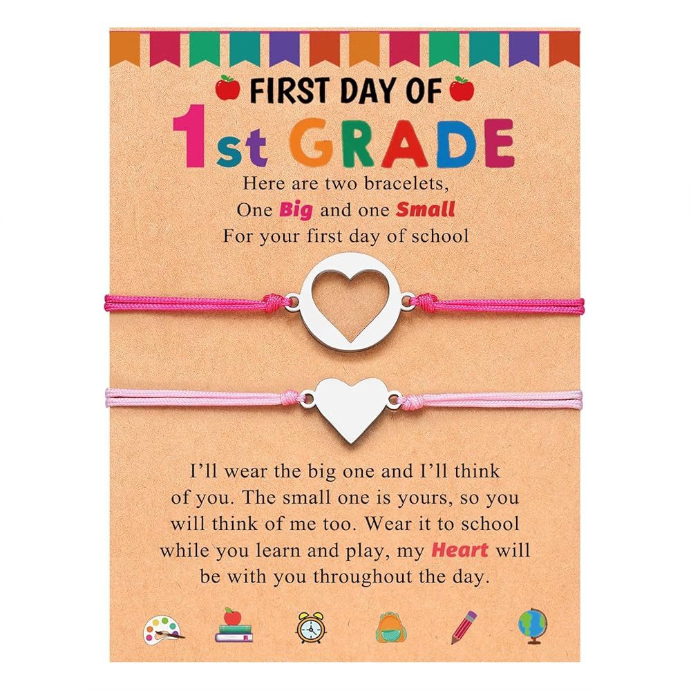 PINKDODO Back to School Gifts Mother Daughter Bracelet Set for 2 First Day of School Bracelet Mom... | Amazon (US)