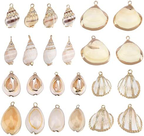 SUNNYCLUE 1 Box Shell Charms Natural White Cowrie Seashells Charm Conch Shells Electroplated Char... | Amazon (US)