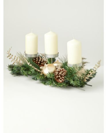 Glitter Pinecone Ornaments Centerpiece Candleholder | HomeGoods