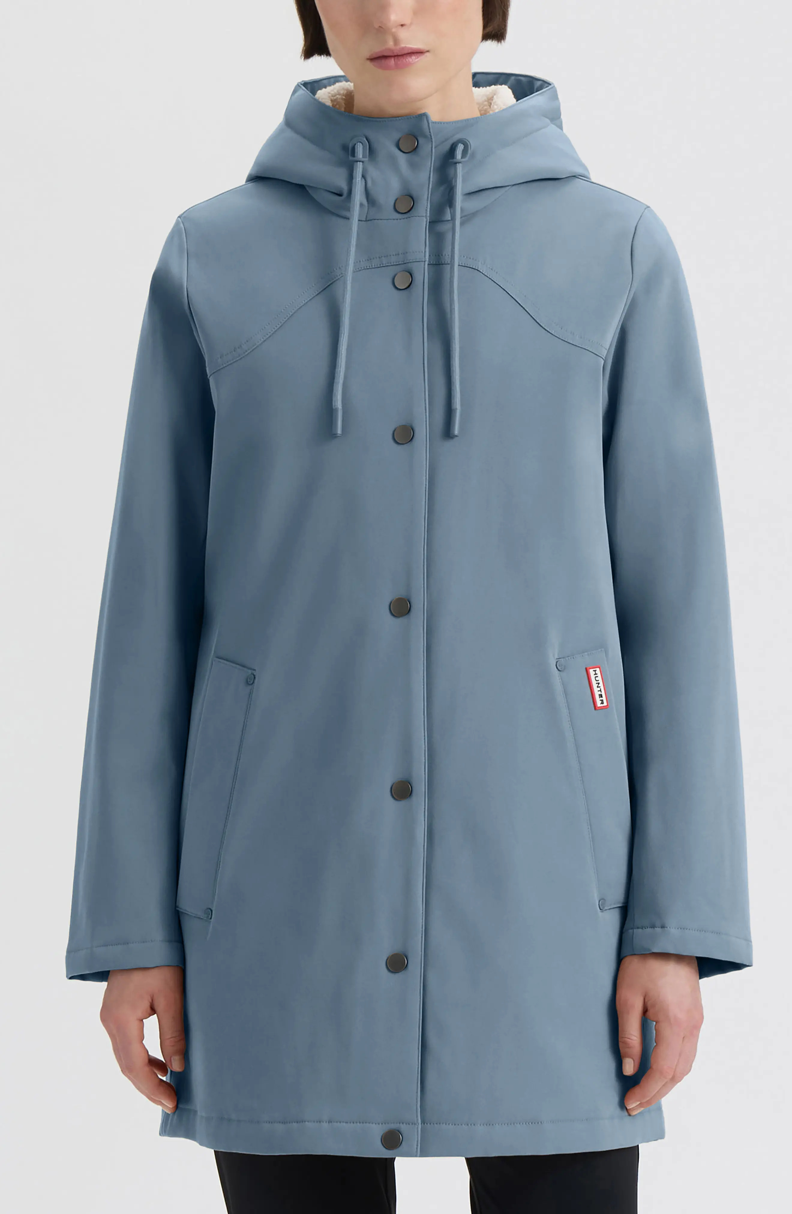 Hunter Billie Hooded Raincoat in Winter Sky at Nordstrom, Size X-Small | Nordstrom