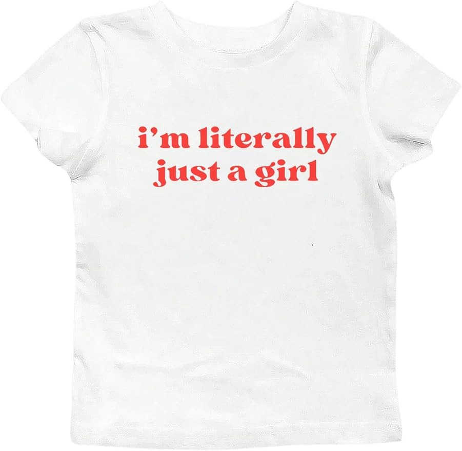 SOLY HUX Women's Y2k Letter Print T Shirt Short Sleeve Round Neck Tee Crop Tops | Amazon (US)