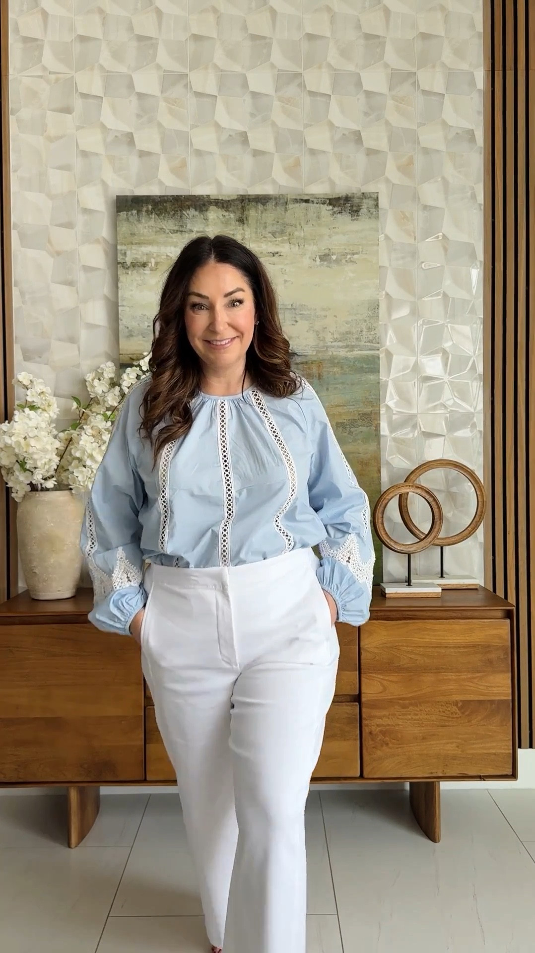 Spring Outfit with White pants - Top tts, L // Pants size down if in-between, 12

#LTKMidsize #LTKOver40 #LTKSaleAlert