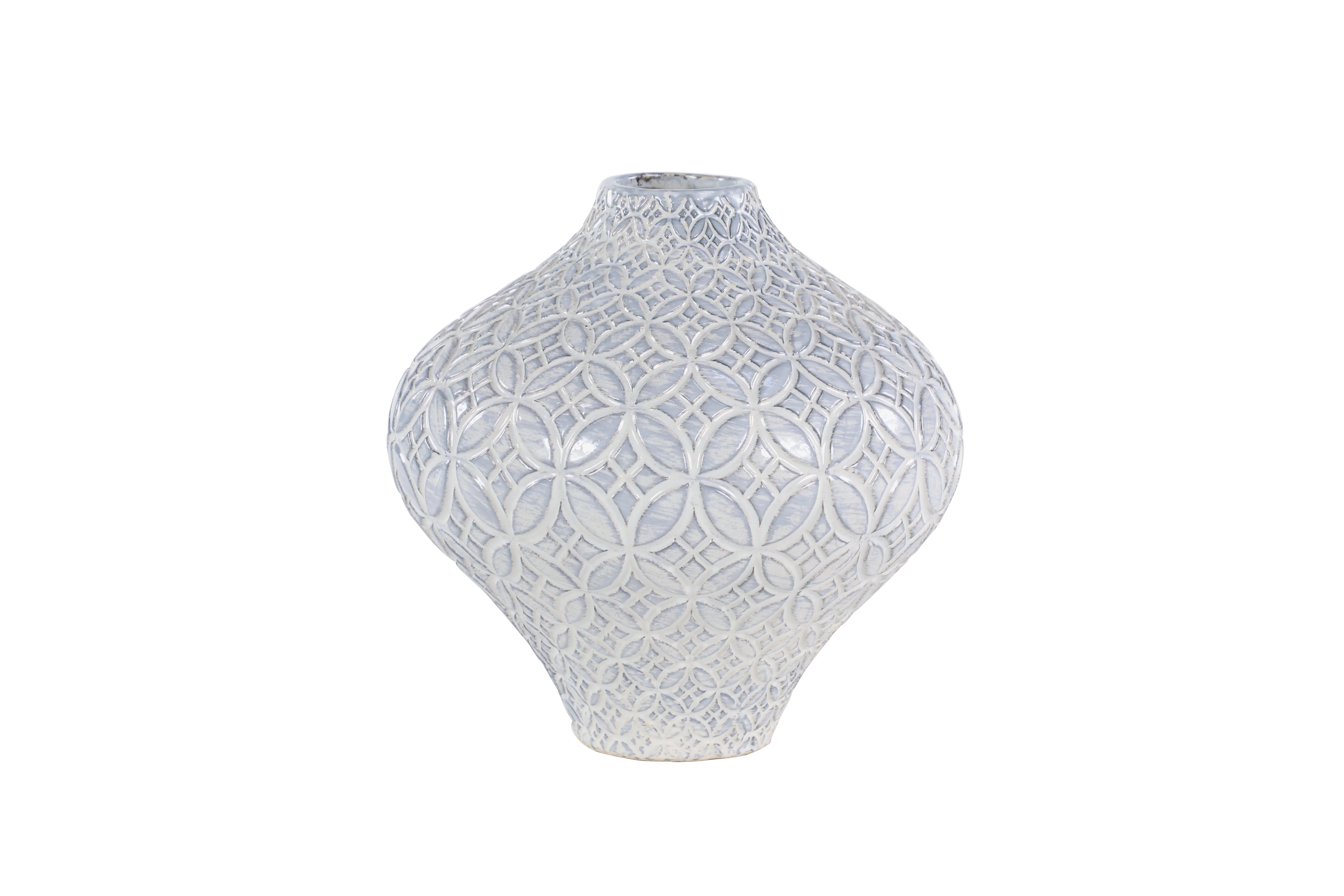 DecMode 9"W, 10"H Porcelain Coastal Style Vase, White, 2 - Pieces - Walmart.com | Walmart (US)