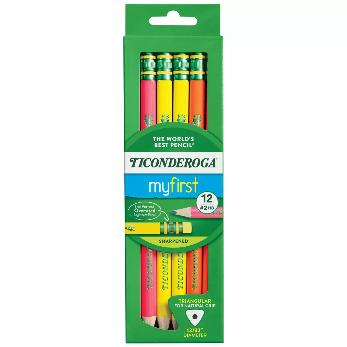 12pk #2 Wood Pencils My First Neon - Ticonderoga: Jumbo Fat Primary Toddler Pencils, Non-Toxic, L... | Target