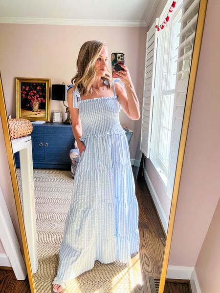 Blue and white stripe maxi dress from Amazon in a size small. Fits TTS! 

#LTKunder50 #LTKFind #LTKstyletip