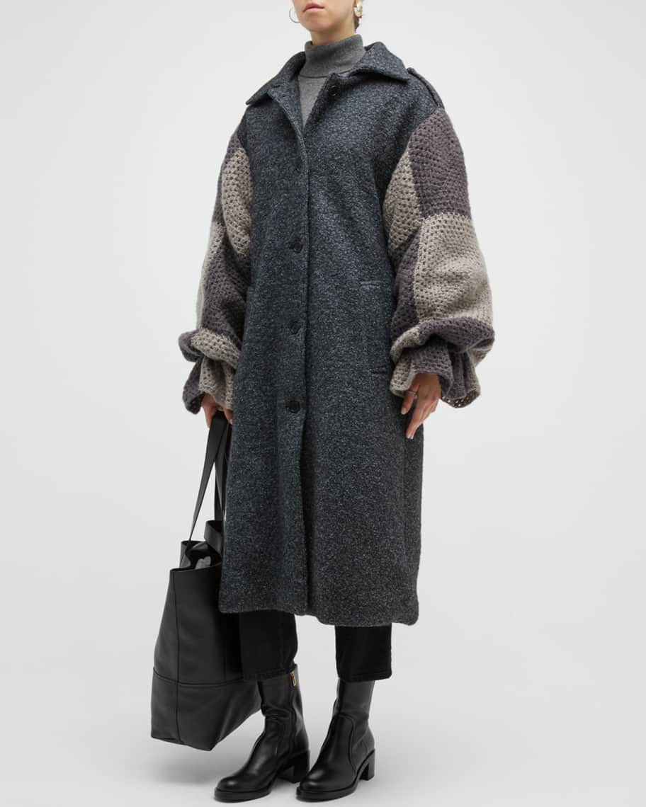 Tu Lize Checkered Crochet Trench Coat | Neiman Marcus